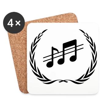 Couronne de notes de musique - Dessous de verre (lot de 4) - blanc - Devant