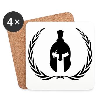 Spartaner Helm Gladiator Kranz - Untersetzer (4er-Set) - Weiß - Vorne