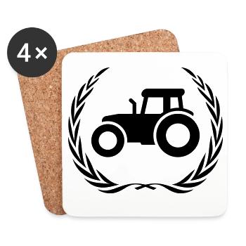 Symbole du tracteur agriculteur - Dessous de verre (lot de 4) - blanc - Devant