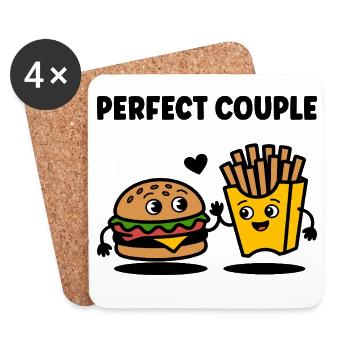 Burger et frites meilleurs amis pour toujours - Dessous de verre (lot de 4) - blanc - Devant