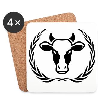 Couronne de symbole de tête de vache - Dessous de verre (lot de 4) - blanc - Devant