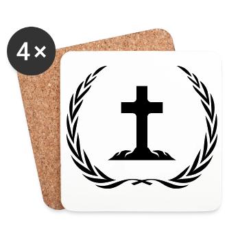 Cross Symbol Wreath - Coasters (set of 4) - white - Front