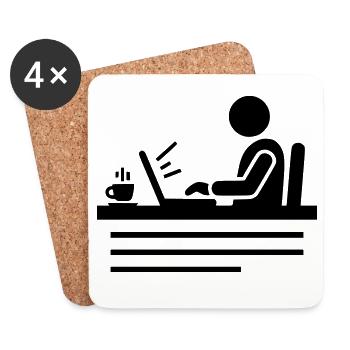 Bureau et bureau à domicile | Pictogramme du programmeur - Dessous de verre (lot de 4) - blanc - Devant