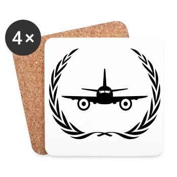 Couronne de symbole d’avion - Dessous de verre (lot de 4) - blanc - Devant