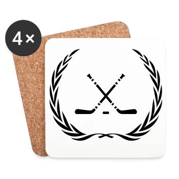 Couronne de bâton de hockey sur glace - Dessous de verre (lot de 4) - blanc - Devant