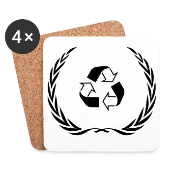 Recycling Symbol Kranz - Untersetzer (4er-Set) - Weiß - Vorne