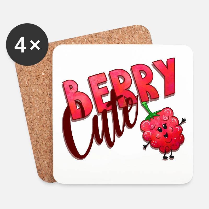 Berry Cute Raspberry - Coasters (set of 4) - white
