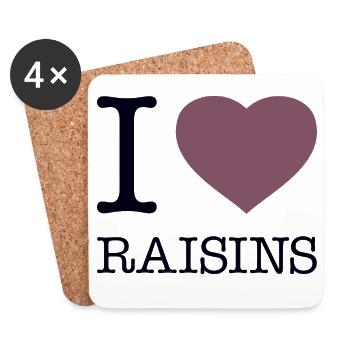 j’adore les raisins secs - Dessous de verre (lot de 4) - blanc - Devant