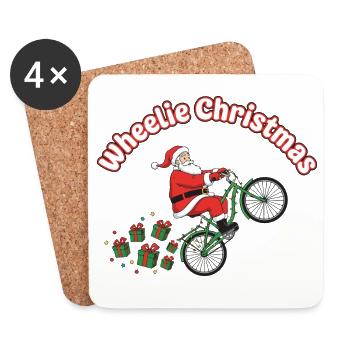 Balade de Noël en Wheelie Santa - Dessous de verre (lot de 4) - blanc - Devant
