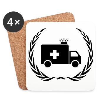 Krankenwagen Ambulance Kranz - Untersetzer (4er-Set) - Weiß - Vorne