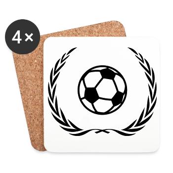 Couronne de symbole de football - Dessous de verre (lot de 4) - blanc - Devant