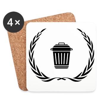 Mülltonne Symbol Kranz - Untersetzer (4er-Set) - Weiß - Vorne
