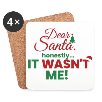 Dear Santa – Honestly, it wasn't me! - Coasters (set of 4) - white - Front