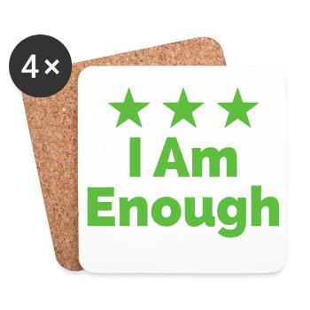 I Am Enough Ich bin genug Statement - Untersetzer (4er-Set) - Weiß - Vorne