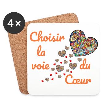 Choisir la voie du cœur  - Dessous de verre (lot de 4) - blanc - Devant