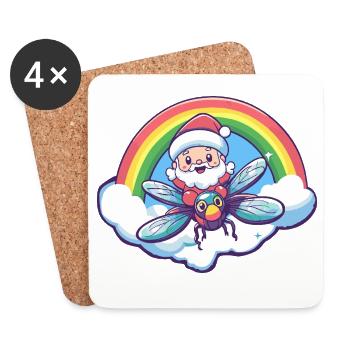Noël du Père Noël Libellule - Dessous de verre (lot de 4) - blanc - Devant