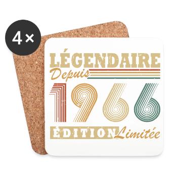 Légendaire depuis 1966 Vintage Cadeau Anniversaire - Dessous de verre (lot de 4) - blanc - Devant