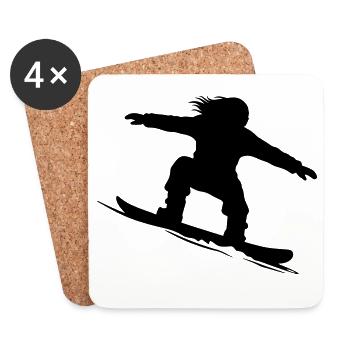 Snowboarder Silhouette - Farbe variabel - Untersetzer (4er-Set) - Weiß - Vorne