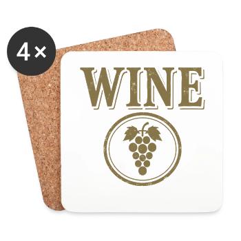 WINE Grape Emblem - Coasters (set of 4) - white - Front