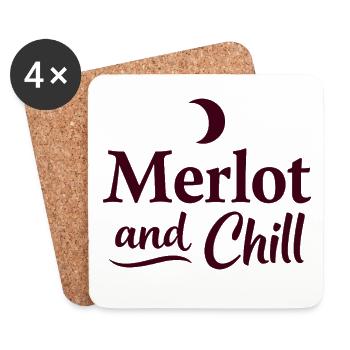 Merlot et vin chill disant « détendez-vous confortablement » - Dessous de verre (lot de 4) - blanc - Devant