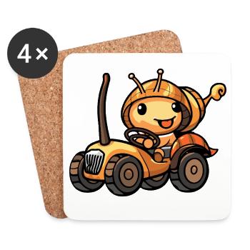 Snail Tractor Farmer - Coasters (set of 4) - white - Front