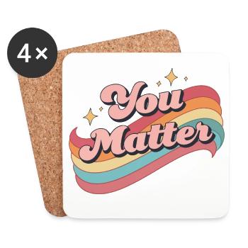 You Matter rétro arc en ciel - Dessous de verre (lot de 4) - blanc - Devant