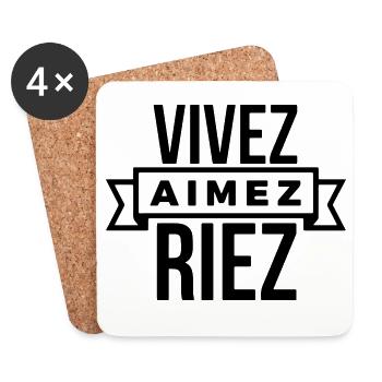 Vivez Aimez Riez  slogan positif - personnalisable - Dessous de verre (lot de 4) - blanc - Devant