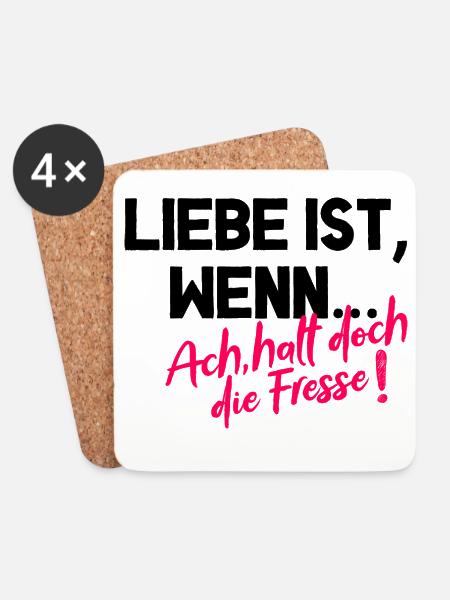 Ach halt doch die Fresse – Fun Shirt - Untersetzer (4er-Set) - Weiß