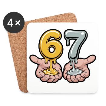 67 - Funny Six Seven T-Shirt - Untersetzer (4er-Set) - Weiß - Vorne