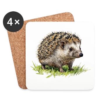 Aquarell Igel im Gras - Untersetzer (4er-Set) - Weiß - Vorne