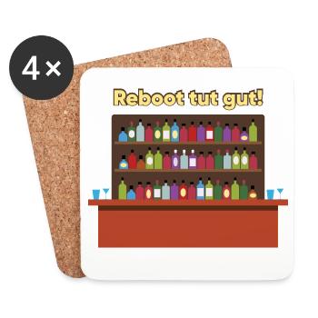 Reboot Bar: Bunte Flaschen - Untersetzer (4er-Set) - Weiß - Vorne