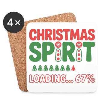 Christmas Spirit Loading 67% – Festive Humor - Dessous de verre (lot de 4) - blanc - Devant