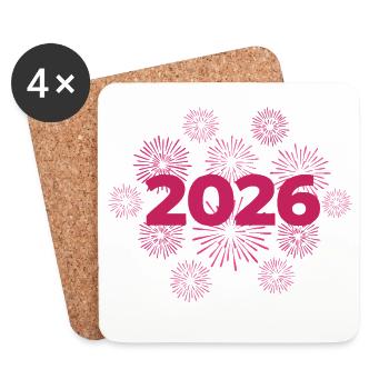 Célébration du réveillon du réveillon des feux d’artifice 2026 - Dessous de verre (lot de 4) - blanc - Devant