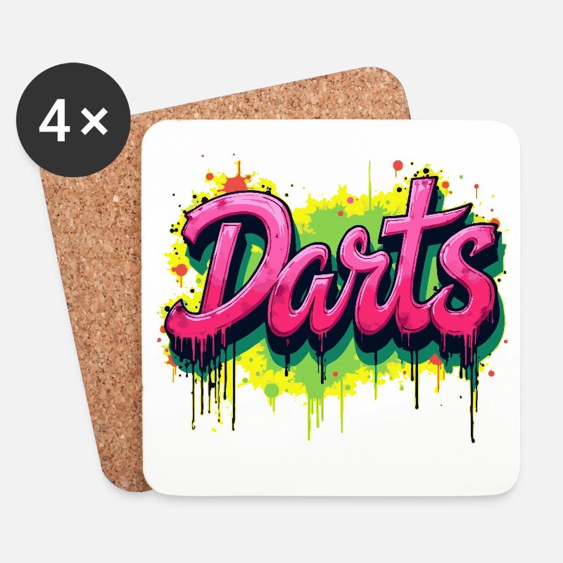 Dart,Darts Graffiti - Untersetzer (4er-Set) - Weiß
