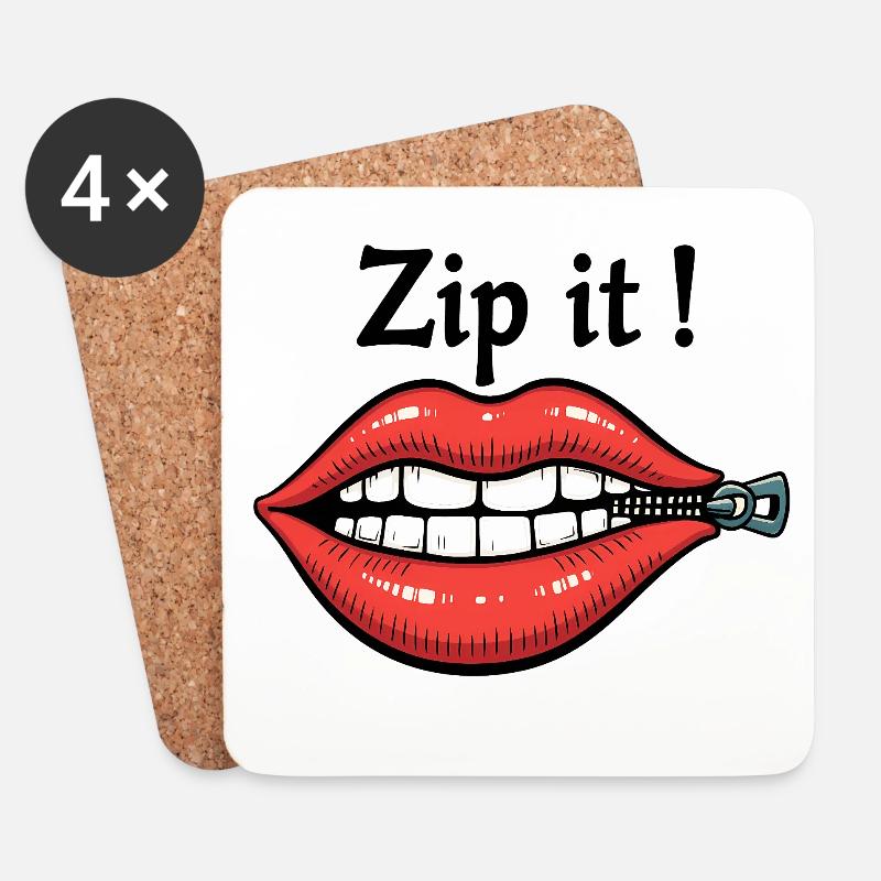 Halt den Mund, Lippen - Untersetzer (4er-Set) - Weiß
