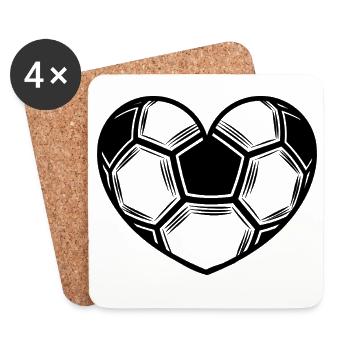 Soccer ball heart - Coasters (set of 4) - white - Front