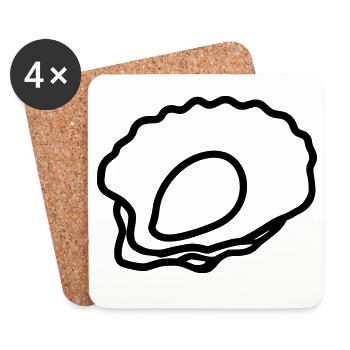huître - Dessous de verre (lot de 4) - blanc - Devant
