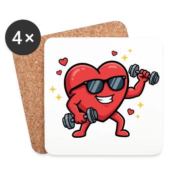 Entraînement amusant à la salle : lifting cardiaque vers V - Dessous de verre (lot de 4) - blanc - Devant