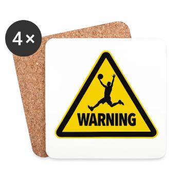 Avertissement Sportif Basket-ball Signal d’avertissement - Dessous de verre (lot de 4) - blanc - Devant