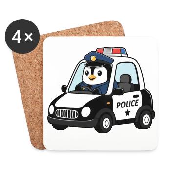 Süßer Pinguin Polizei Polizist Kinder Cartoon - Untersetzer (4er-Set) - Weiß - Vorne