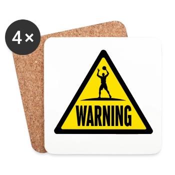 Avertissement Sportif Basket-ball Signal d’avertissement - Dessous de verre (lot de 4) - blanc - Devant