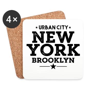 Urban City New York Brooklyn Vintage Style - Untersetzer (4er-Set) - Weiß - Vorne