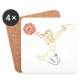 Retro Cheerleaderin Skizze - Untersetzer (4er-Set) - Weiß - Vorne
