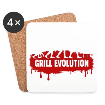 Grill Evolution Lustiger Grillmeister Spruch - Untersetzer (4er-Set) - Weiß - Vorne