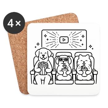 Cinéma de chiens Chiens au cinéma - Dessous de verre (lot de 4) - blanc - Devant