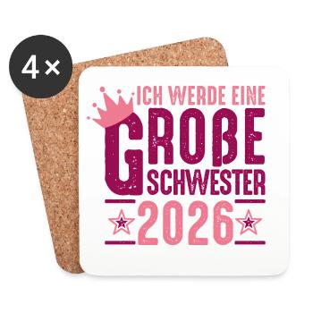 Je serai grande sœur grossesse 2026 - Dessous de verre (lot de 4) - blanc - Devant