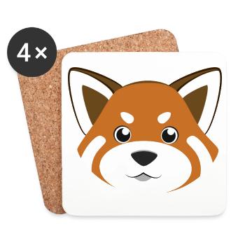 Red Panda Face Cute Kawaii Animal Art - Coasters (set of 4) - white - Front