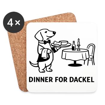 Dinner For Dachshund - Coasters (set of 4) - white - Front