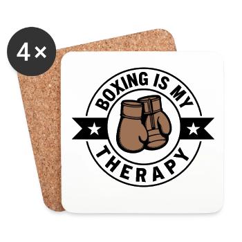 Boxing is my Therapy Boxen Sport Statement - Untersetzer (4er-Set) - Weiß - Vorne