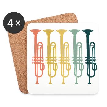 Trumpets Retro Vintage - Coasters (set of 4) - white - Front